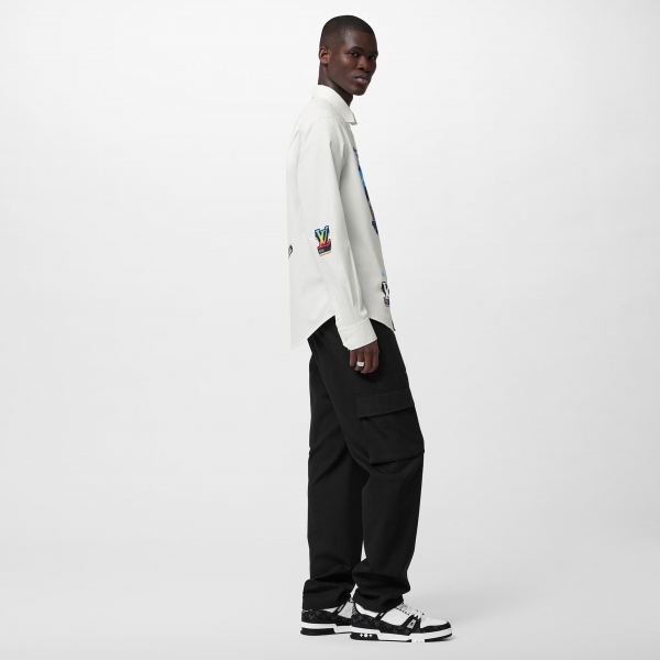 Louis Vuitton Trainer Sneaker Monogram Denim White Black 1A9JGF