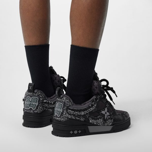 Louis Vuitton LV Skate Sneaker Swarovski Crystals Monogram Denim Black 1ABMHZ