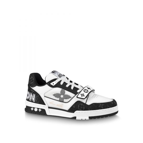 Louis Vuitton LV Trainer Sneaker Velcro strap Monogram denim Black 1A9ZAU