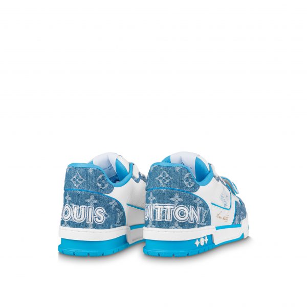 Louis Vuitton LV Trainer Sneaker Velcro strap Monogram denim Blue 1A9ZI6