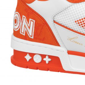 Louis Vuitton LV Trainer Sneaker Velcro strap Monogram denim Orange 1A9ZBG