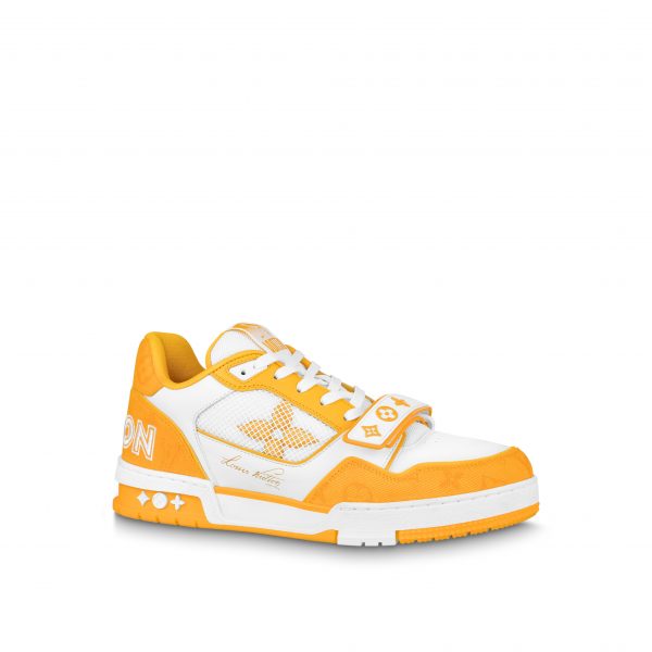 Louis Vuitton LV Trainer Sneaker Velcro strap Monogram denim Yellow 1A9ZD4