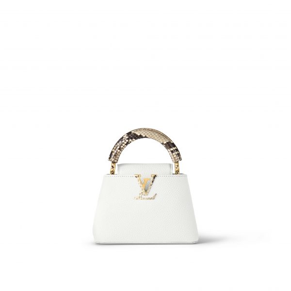 Louis Vuitton N98477 Capucines Mini Python Snow White